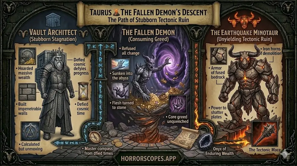 dark lore of the black zodiac - taurus the earthquake minotaur's descent
