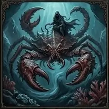 dark lore of the black zodiac shows Cancer the abyssal claw in water