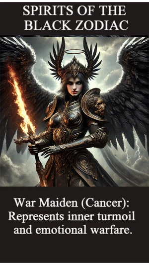 Cancer Black Zodiac War Maiden with warrior image