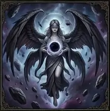 dark lore of the black zodiac for virgo the oracle void figure with dark wings