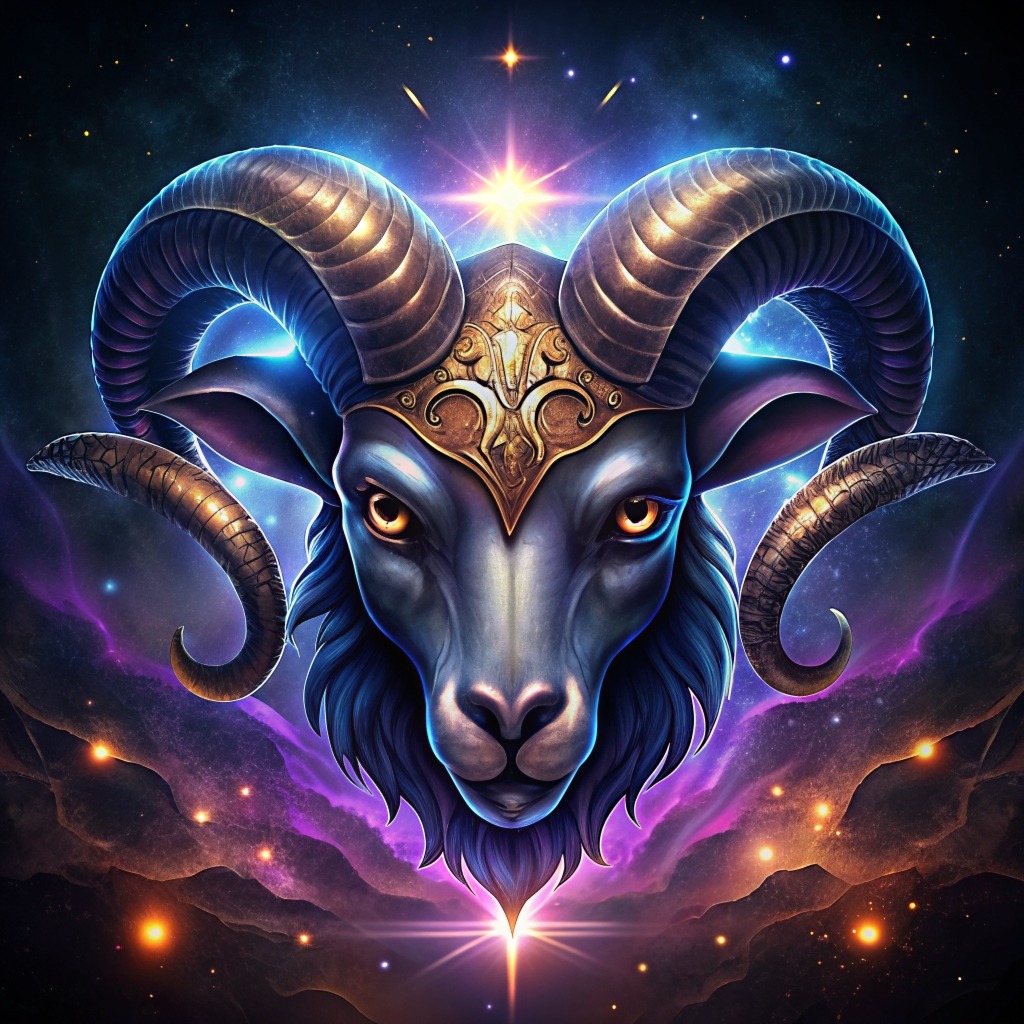 A glowing ram representing Aries horrorscopes 2024 for March