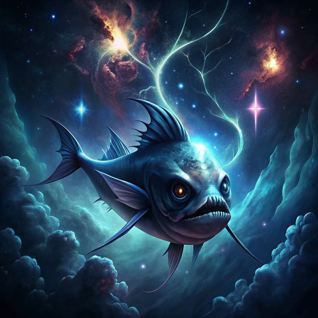 Angry evil fish representing PISCES in our dark zodiac HORRORSCOPE