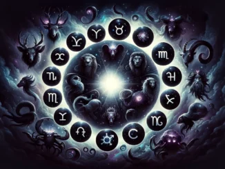 all the signs of the dark zodiac in a circle for the may horrorscopes