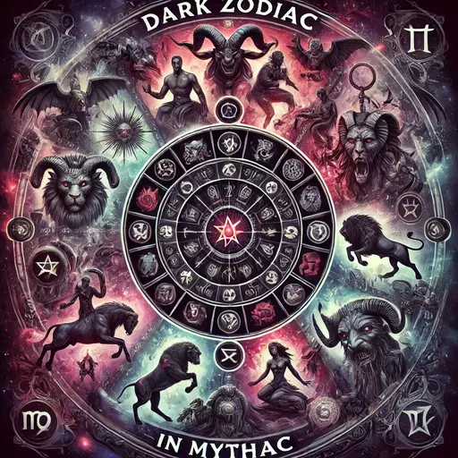 dark zodiac circle with animal spirits