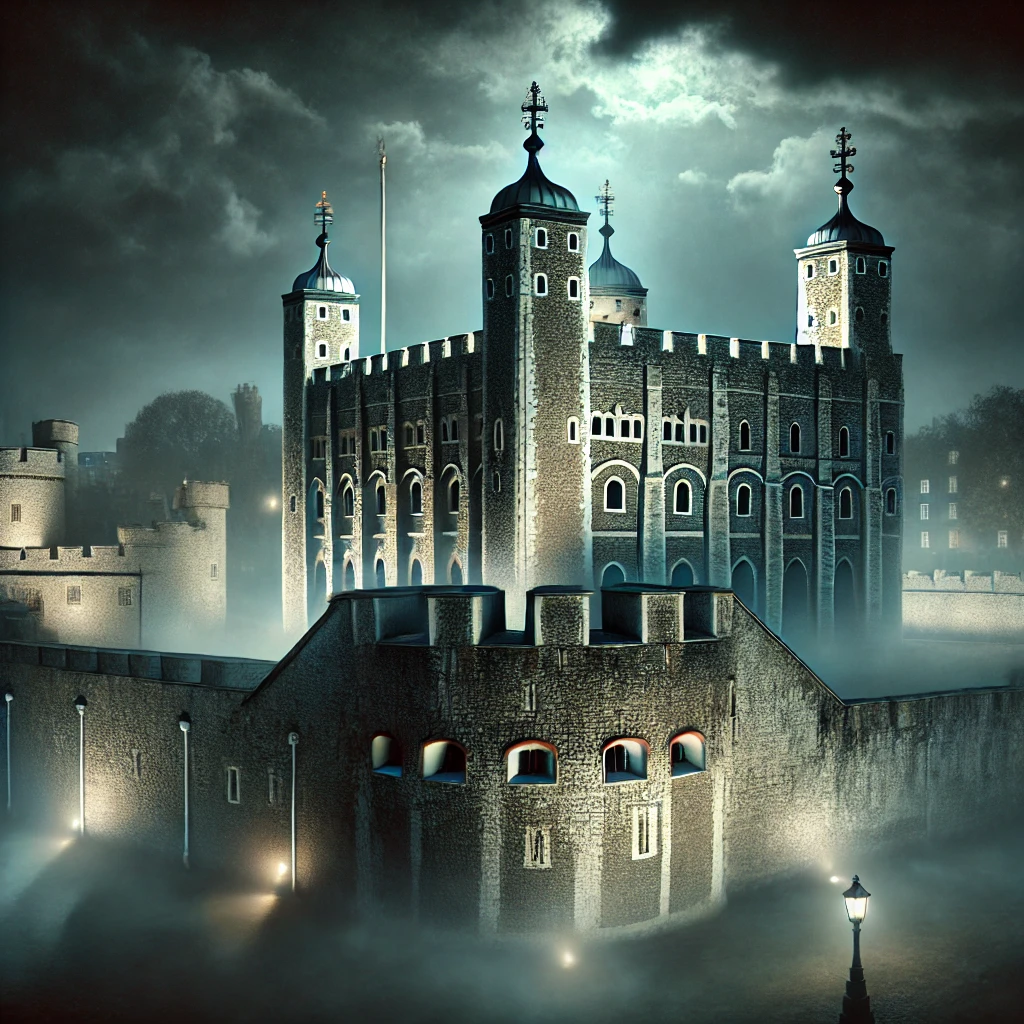 "The Tower of London at night, its medieval architecture cloaked in mist and shadows."
"An iconic historic site filled with chilling tales and haunted places."