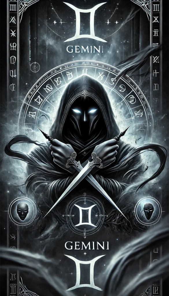 the mystical and powerful image representing the dark desires of Gemini's Black Zodiac spirit, "The Silent Assassin.