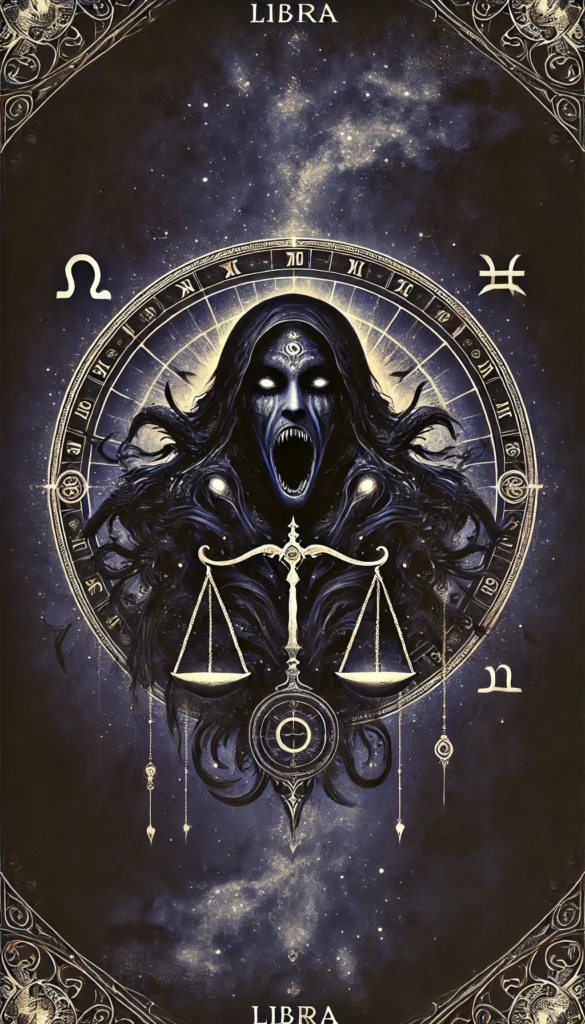 the mystical and powerful image representing Libra's Black Zodiac spirit, "The Ravenous.