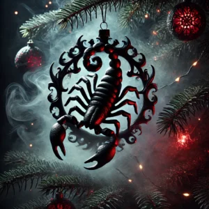 Scorpio-themed dark zodiac Christmas image, embodying the sign's intensity and transformative energy with a mystical, dramatic holiday touch. 