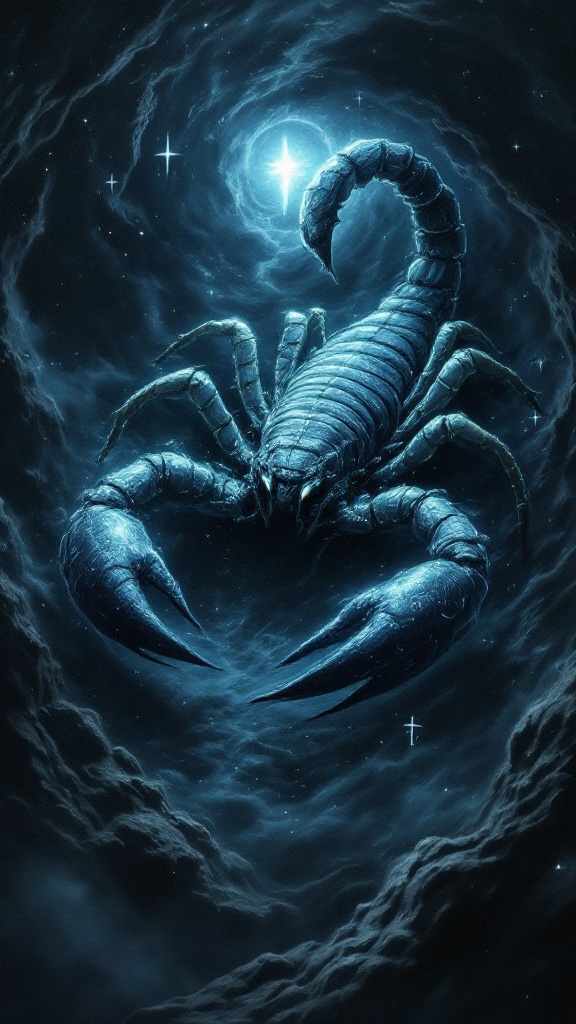 A striking depiction of a scorpion in a dark cosmic setting, embodying the essence of the zodiac sign Scorpio - from horoscope weekly