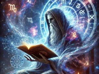 mysterious figure reading out the horoscope for march 2025