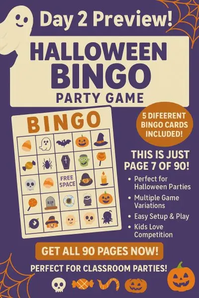 day 2 preview image of halloween bingo party game