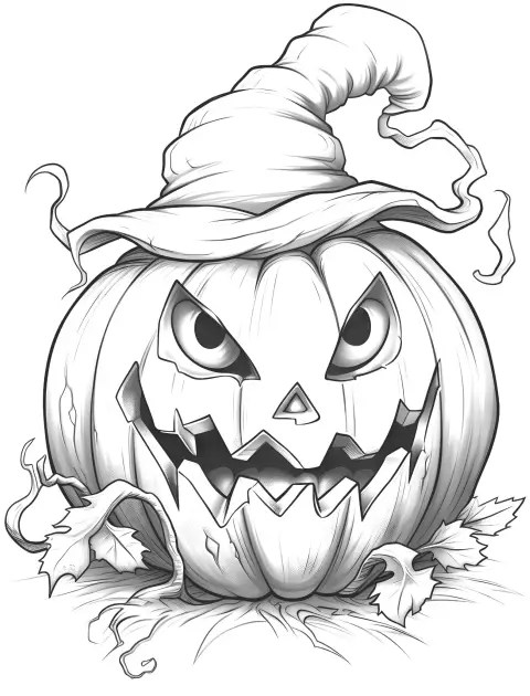 spooky halloween coloring pages - scarecrow as a pumpkin