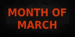 March Astrology– Black block with red text saying Month of March