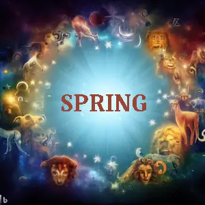 Spring Astrology image of a circle of life with the word spring