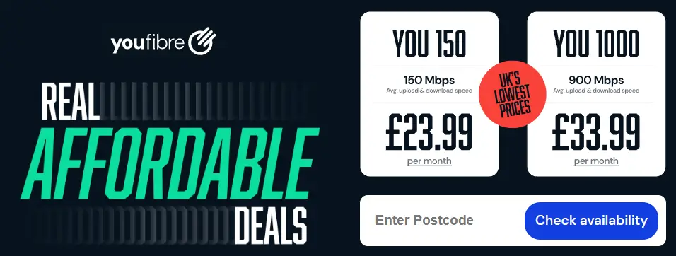 Affiliate link to the best broadband in the UK Youfibre