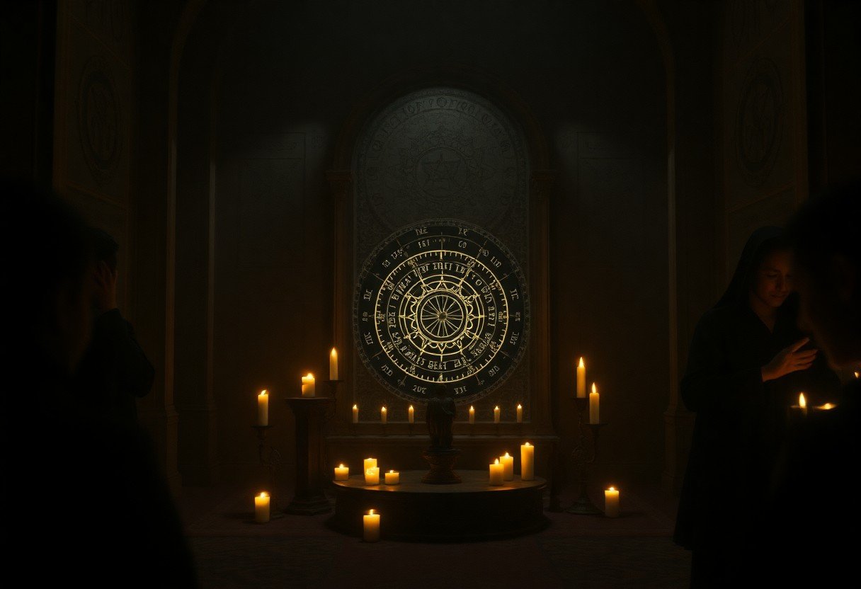 Dark Zodiac Rituals for June - showing a dark zodiac alter with candles