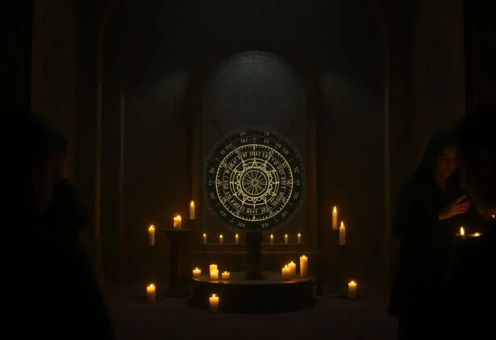 Dark Zodiac Rituals for June - showing a dark zodiac alter with candles
