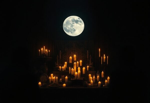 dark-zodiac-rituals-for-june moonlit night with glowing candles