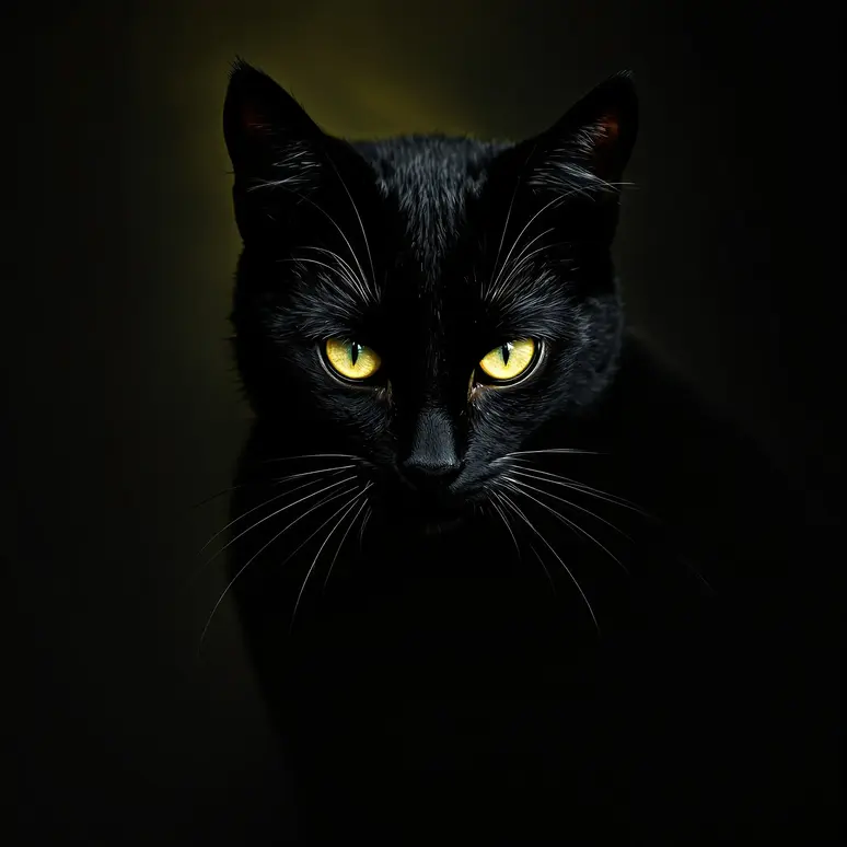 The Silent Assassin Gemini black cat emerging from shadows with spy-like intelligence