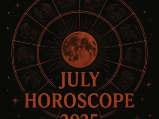 July Horoscope 2025 dark zodiac predictions with celestial symbols and fiery hues