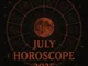 July Horoscope 2025 dark zodiac predictions with celestial symbols and fiery hues