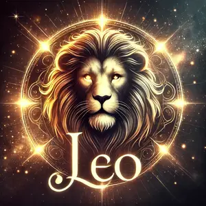 leo with glowing lions head in the stars
