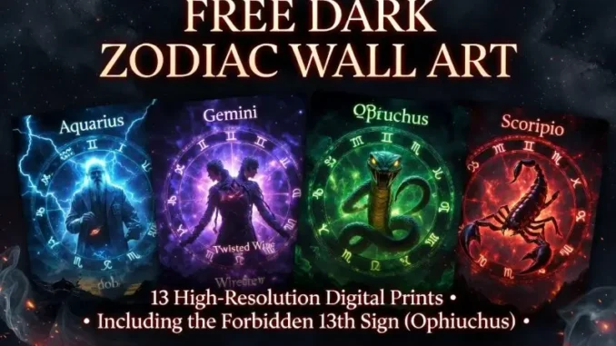 selection of free dark zodiac wall art images fanned out