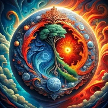 water-fire-earth-and-air-2 colourful swirl containing all 4 zodiac elements